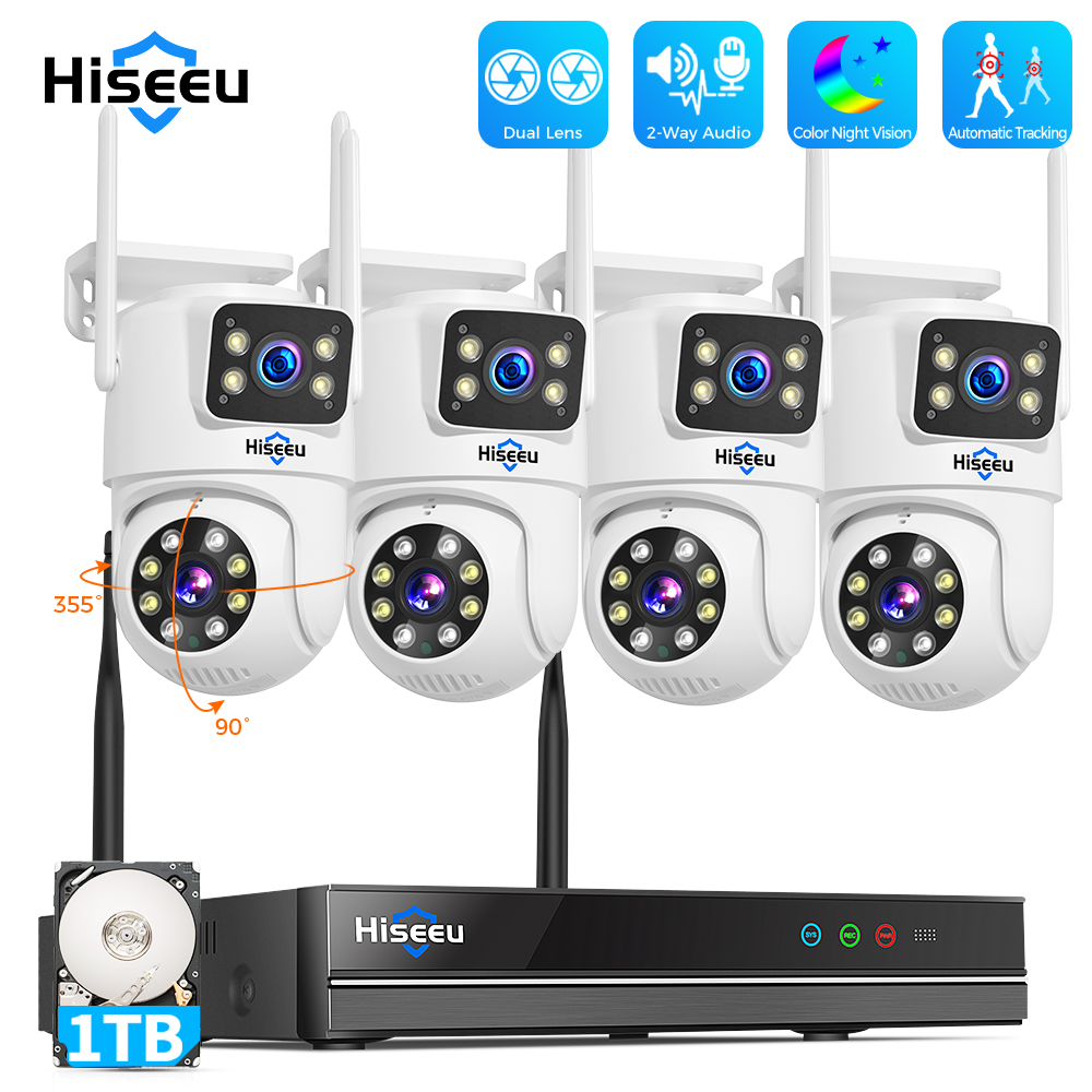 Home Security Systems Wireless - Hiseeu 6MP WiFi Dual Lens Camera