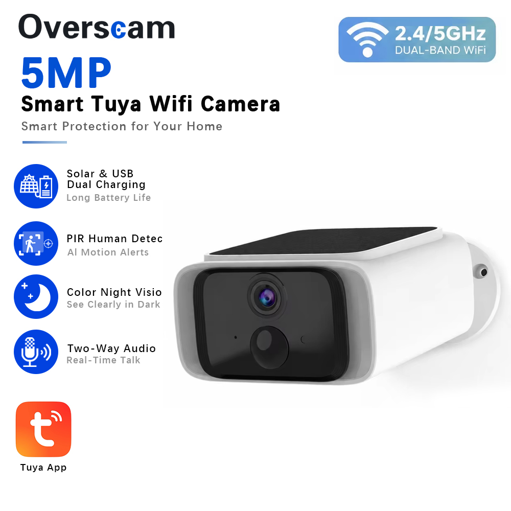 Home Security Systems Wireless - Tuya 5MP Solar Security Camera Wireless