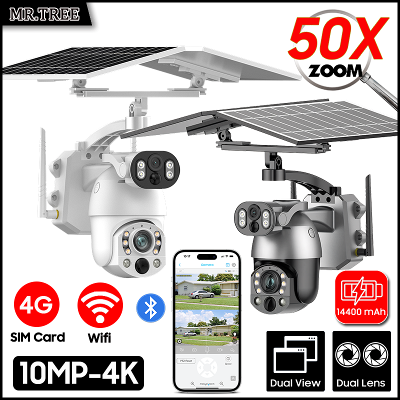 Home Security Outdoor Camera System - 4K 50X Optical Zoom Dual Lens