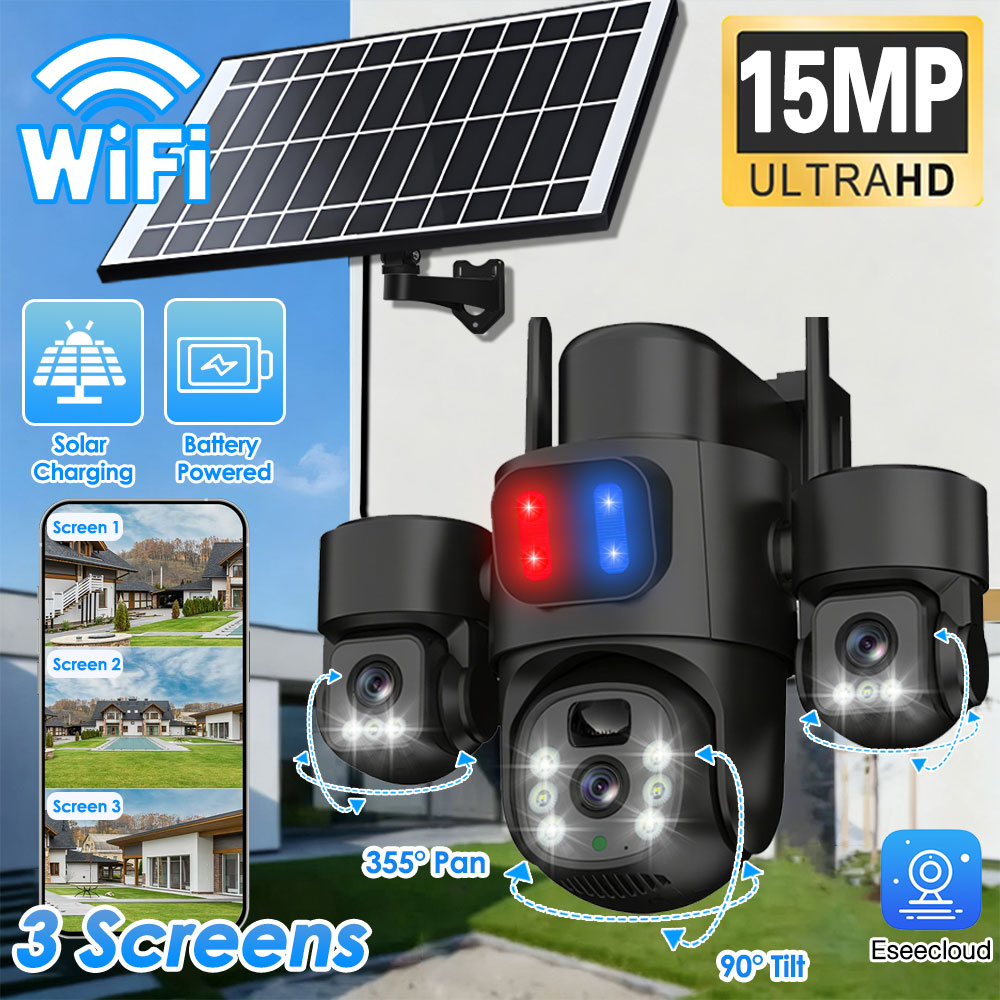 Home Security Outdoor Camera System - WIFI Solar PTZ Camera Outdoor 15MP