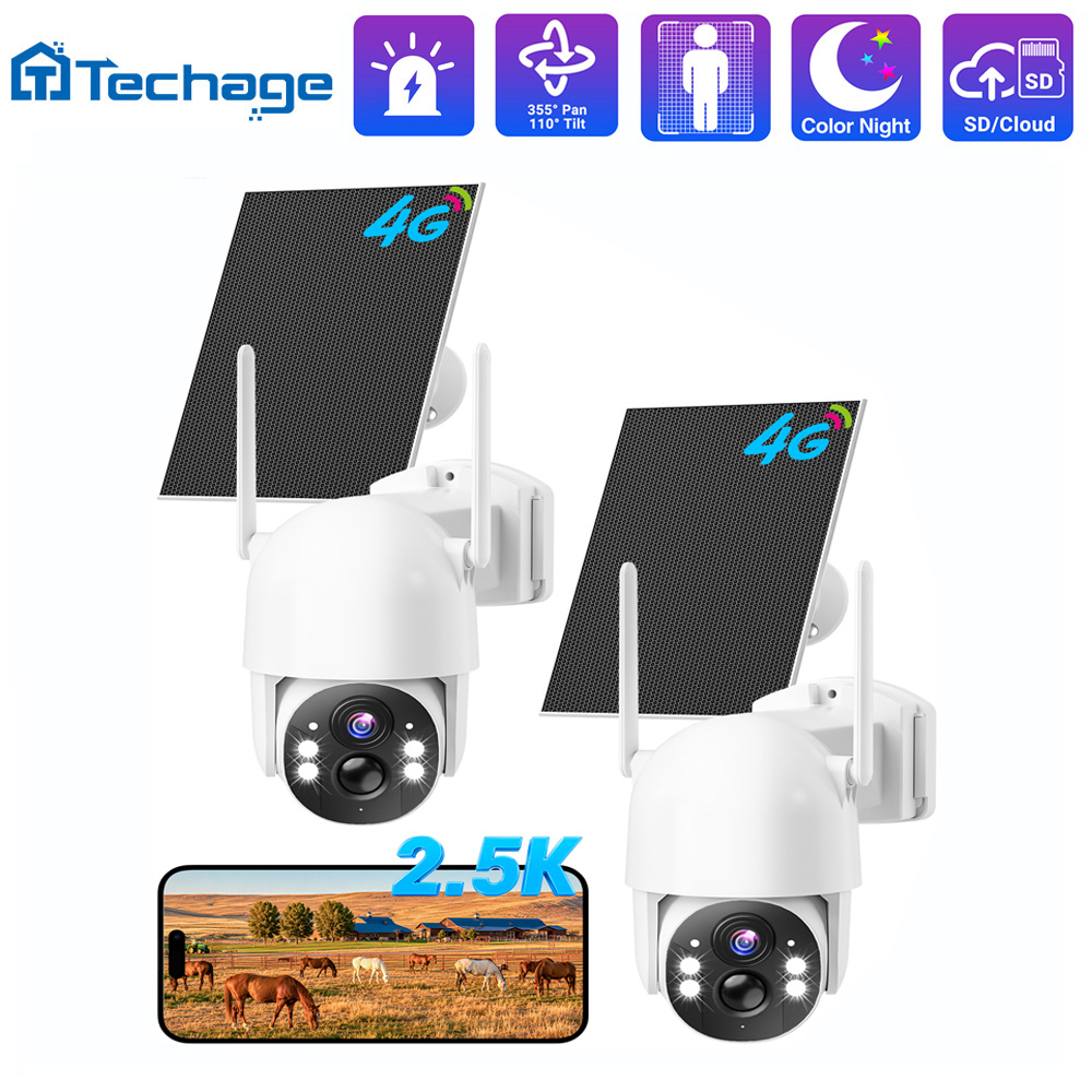 Techage 4G LTE cellular solar  - Home Security Outdoor Camera System review and price