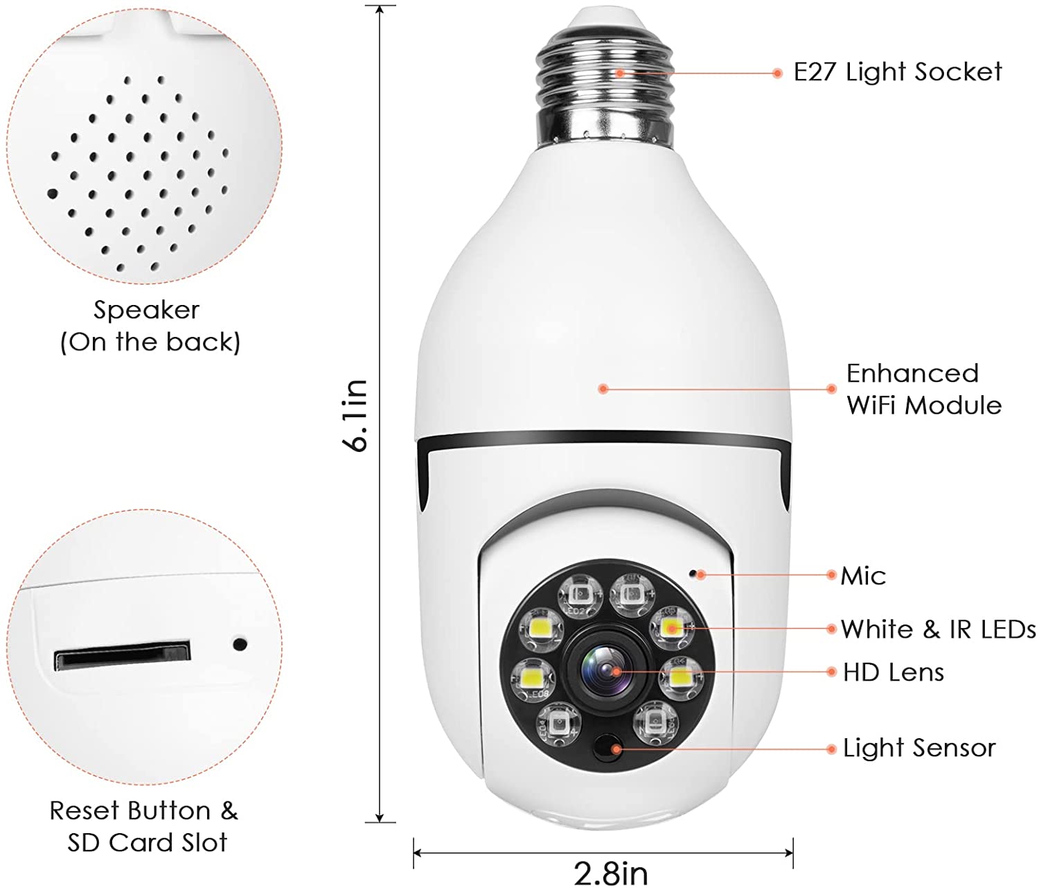 4MP E27 Bulb Camera WiFi Indoo - Home Security No Wifi Needed review and price